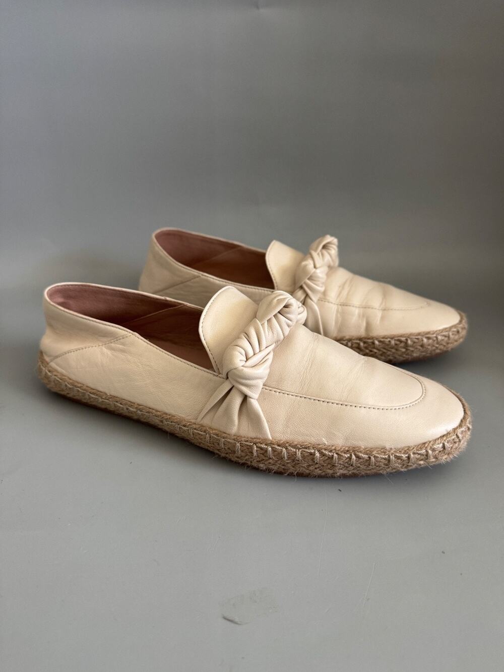 Cole Haan Espadrille Flats Womens Leather Loafers Size 7 Cream Leather S3